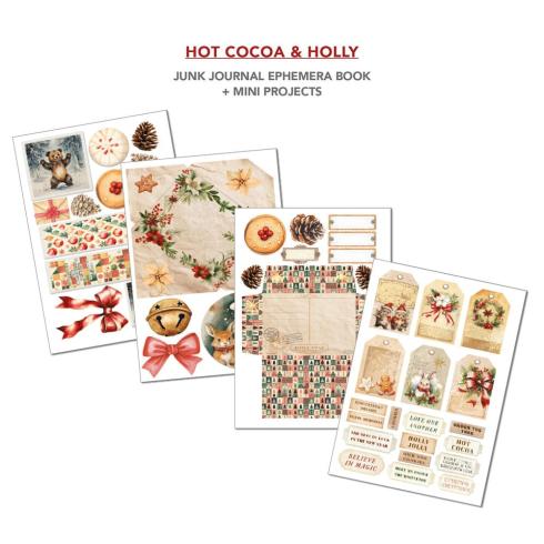 Ciao Bella - Designpapier & Stanzteile "Hot Cocoa & Holly" Junk Journal Ephemera Book A4 - 32 Bogen