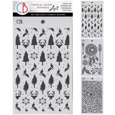 Ciao Bella - Schablone 5x8 Inch "Forest Tales" Triple Layer Stencil Art Set