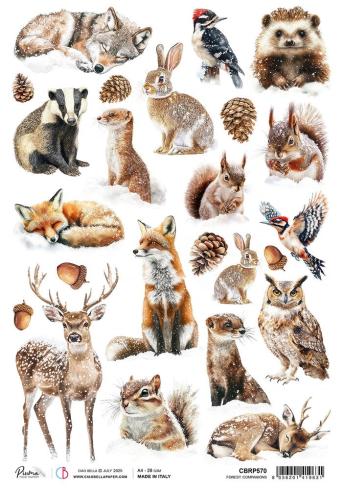 Ciao Bella - Decopatch Papier "Forest Companions" Rice Paper A4 - 5 Bogen