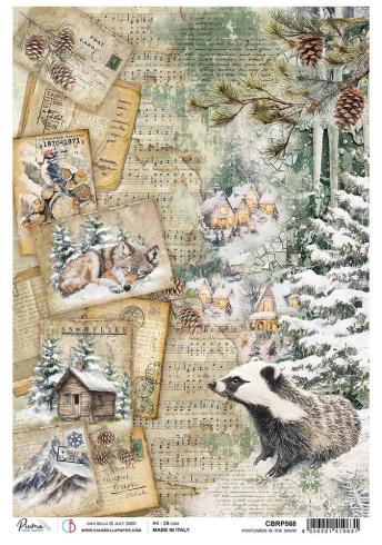 Ciao Bella - Decopatch Papier "Postcard in the Snow" Rice Paper A4 - 5 Bogen