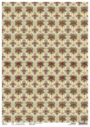 Ciao Bella - Decopatch Papier "Red Ribbon Tapestry" Rice Paper A3 - 3 Bogen
