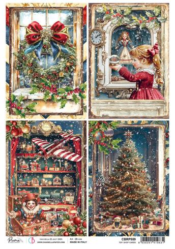 Ciao Bella - Decopatch Papier "Toy Shop Cards" Rice Paper A4 - 5 Bogen