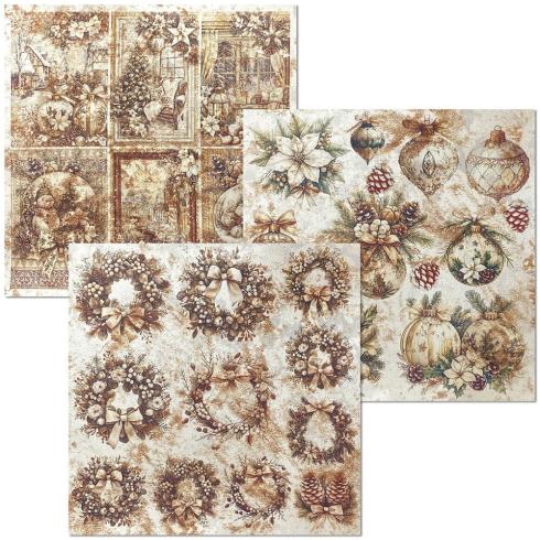 Ciao Bella - Designpapier "Winter Season" Deluxe Pearl Copper & Vellum Dual Paper Pack 6x6 Inch - 6 Bogen