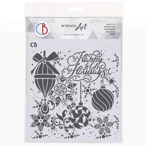 Ciao Bella - Schablone 8x8 Inch "Happy Holidays" Texture Stencil