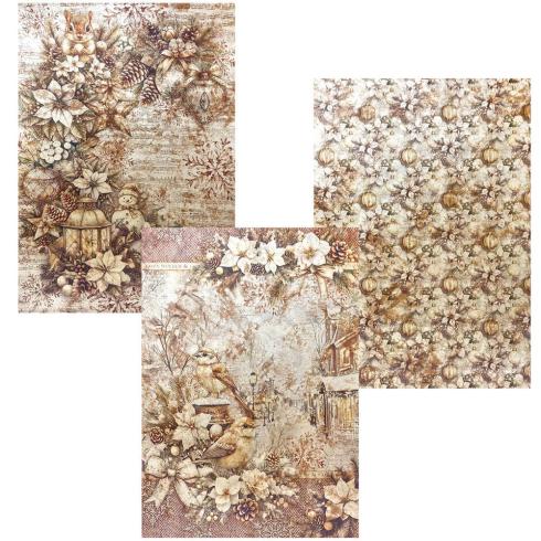 Ciao Bella - Designpapier "Winter Season" Deluxe Pearl Copper & Vellum Dual Paper Pack A4 - 6 Bogen