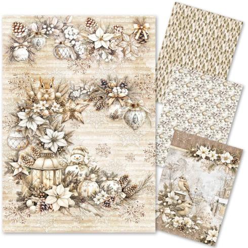 Ciao Bella - Decopatch Papier "Winter Season" Mixed Media Rice Paper A4 - 4 Bogen