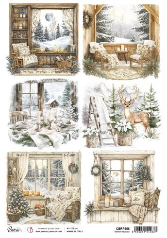 Ciao Bella - Decopatch Papier "Winter Frames" Rice Paper A4 - 5 Bogen