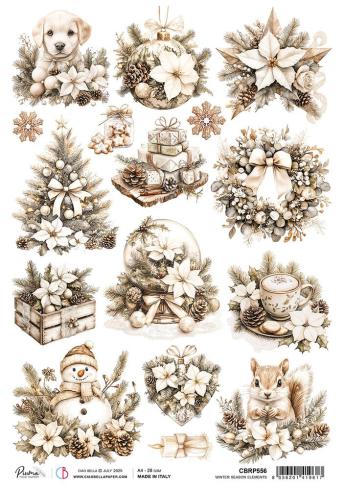Ciao Bella - Decopatch Papier "Winter Season" Mixed Media Rice Paper A4 - 4 Bogen