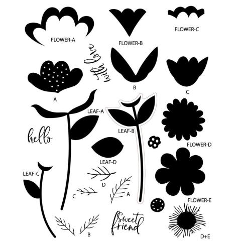 Sizzix - Stempelset "Whimsy Bloom #1" Clear Stamps Design by Catherine Pooler