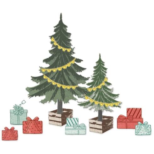 Sizzix - Stanzschablone & Stempelset "Trees and Trinkets" Framelits Craft Dies & Clear Stamps by 49 and Market