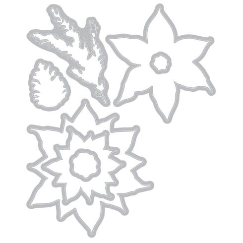Sizzix - Stanzschablone & Stempelset "Poinsettia Trio" Framelits Craft Dies & Clear Stamps by 49 and Market