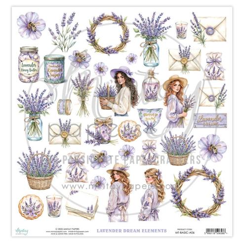 Mintay Papers - Papier Elemente "Lavender Dream" Paper Elements 12x12 Inch