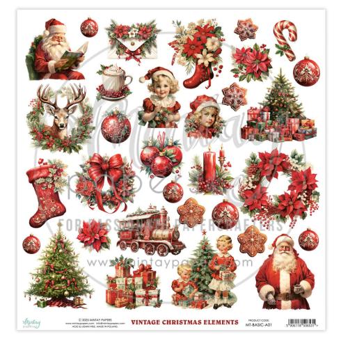 Mintay Papers - Papier Elemente "Vintage Christmas" Paper Elements 12x12 Inch