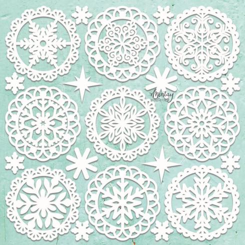 Mintay Papers - Stanzteile "Winter Doilies" Chipboard - Chippies Decor 12x12 Inch