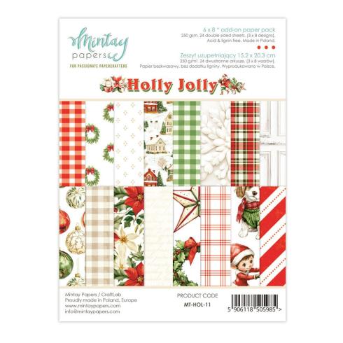 Mintay Papers - Designpapier "Holly Jolly" Add-On Paper Pack 6x8 Inch - 24 Bogen
