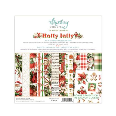 Mintay Papers - Designpapier "Holly Jolly" Scrapbooking Paper Pad 8x8 Inch - 24 Bogen