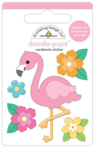 Doodlebug Design - Sticker "Summer Fun Flora Flamingo" Doodle-Pops 