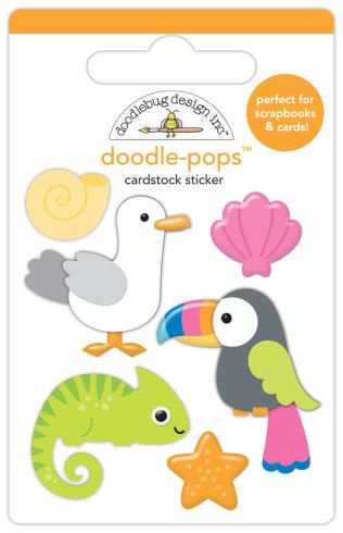 Doodlebug Design - Sticker "Summer Fun Tropical Trio" Doodle-Pops 
