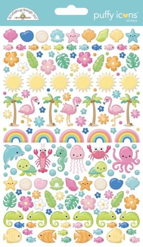 Doodlebug Design - Aufkleber "Summer Fun" Puffy Icons Sticker