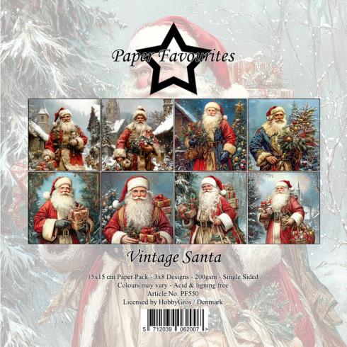 Paper Favourites - Designpapier "Vintage Santa" Paper Pack 6x6 Inch - 24 Bogen