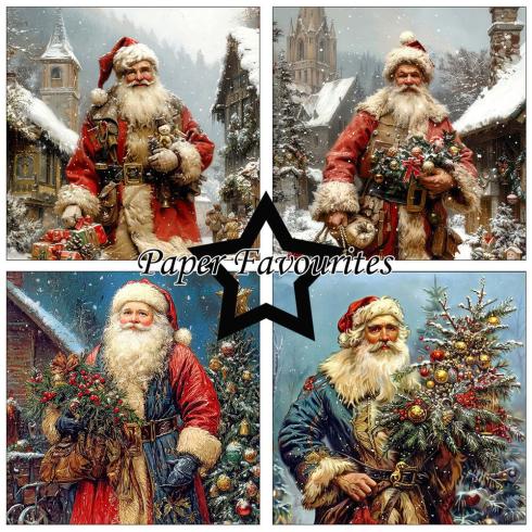 Paper Favourites - Designpapier "Vintage Santa" Paper Pack 6x6 Inch - 24 Bogen