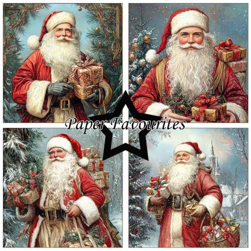 Paper Favourites - Designpapier "Vintage Santa" Paper Pack 6x6 Inch - 24 Bogen
