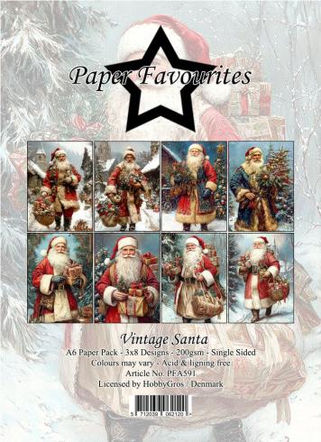 Paper Favourites - Designpapier "Vintage Santa" Paper Pack A6 - 24 Bogen