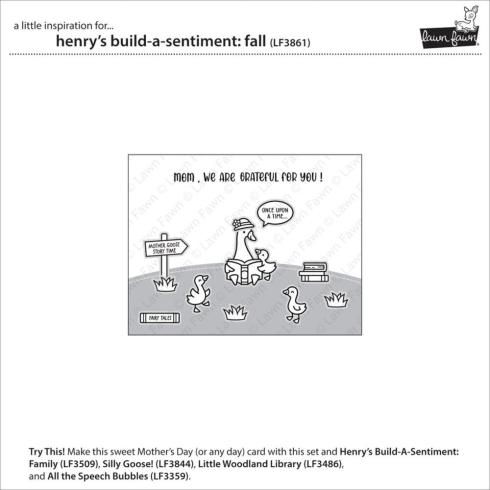 Lawn Fawn - Stempelset "Henry's Build-A-Sentiment Fall" Clear Stamps