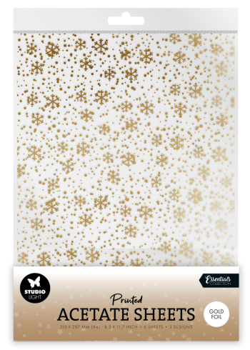 Studio Light - Pergamentpapier "Snowflakes Gold" Vellum A4 - 6 Bogen