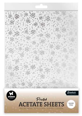 Studio Light - Pergamentpapier "Snowflakes Silver" Vellum A4 - 6 Bogen
