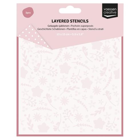 Vaessen Creative - Schablone 15x15cm "Blumen & Sterne" Stencil