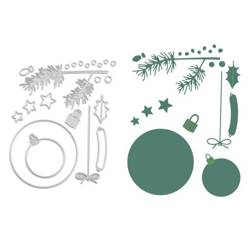 Vaessen Creative - Stanzschablone "Weihnachtskugeln & Tannenzweig" Dies
