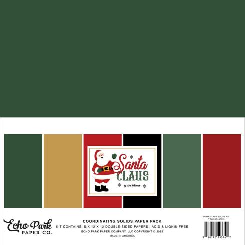 Echo Park - Cardstock "Santa Claus" Coordinating Solids Paper 12x12 Inch - 6 Bogen 