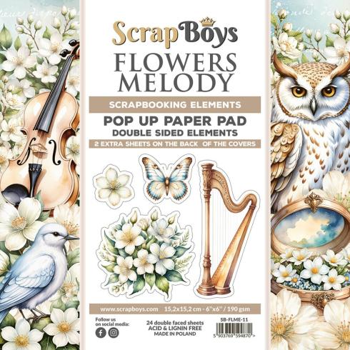 ScrapBoys - Stanzteile "Flowers Melody" Pop Up Paper Pack 6x6 Inch - 24 Bogen