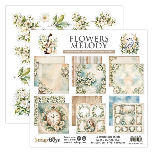ScrapBoys - Designpapier "Flowers Melody" Paper Pack 8x8 Inch - 12 Bogen