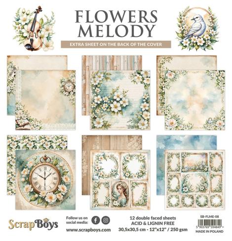 ScrapBoys - Designpapier "Flowers Melody" Paper Pack 12x12 Inch - 12 Bogen