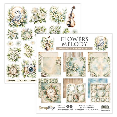 ScrapBoys - Designpapier "Flowers Melody" Paper Pack 12x12 Inch - 12 Bogen