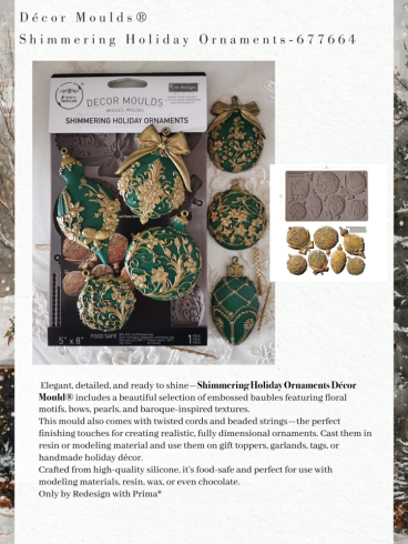 Re-Design with Prima - Gießform "Shimmering Holiday Ornaments" Mould 5x8 Inch