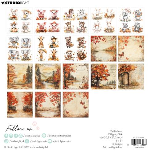 Creative Craft Lab - Studio Light - Designpapier "Fall in Love" Collage Paper Pad 20,3x20,3 cm - 36 Bogen