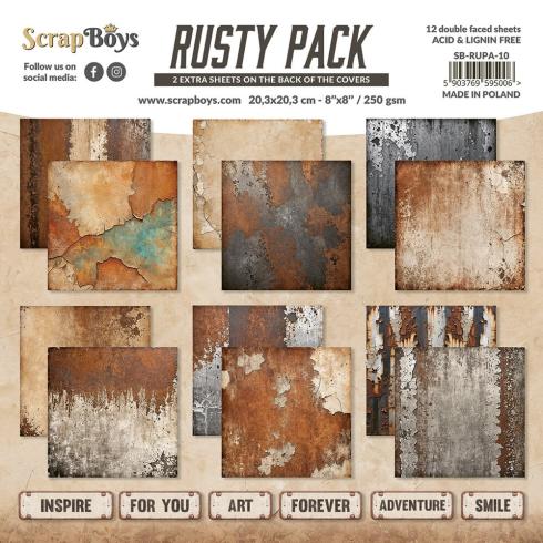 ScrapBoys - Designpapier "Rusty Pack" Paper Pack 8x8 Inch - 12 Bogen