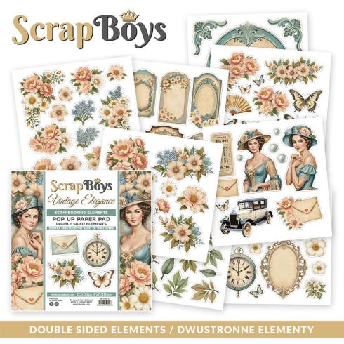 ScrapBoys - Stanzteile "Vintage Elegance" Pop Up Paper Pack 6x6 Inch - 24 Bogen