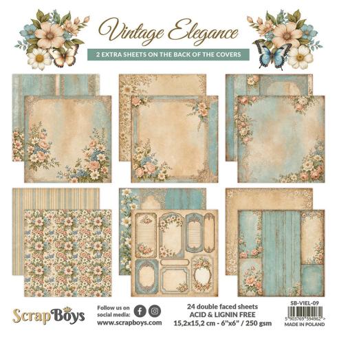 ScrapBoys - Designpapier "Vintage Elegance" Paper Pack 6x6 Inch - 24 Bogen