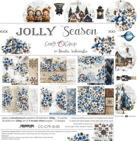 Craft OClock - Designpapier "Jolly Season" Paper Pack 12x12 Inch - 6 Bogen