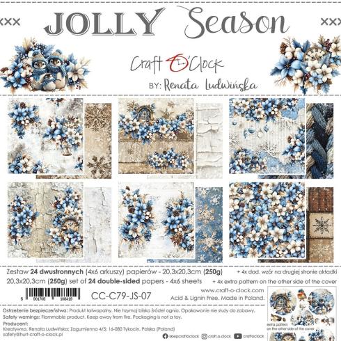 Craft OClock - Designpapier "Jolly Season" Paper Pack 8x8 Inch - 24 Bogen
