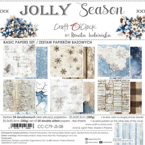 Craft OClock - Designpapier "Jolly Season" Basic Paper Pack 8x8 Inch - 24 Bogen