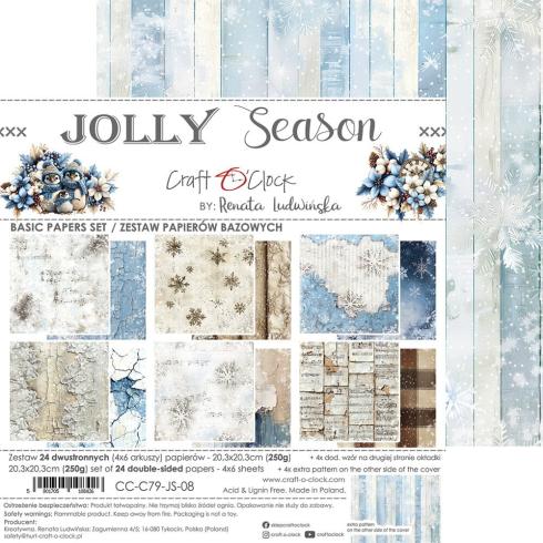 Craft OClock - Designpapier "Jolly Season" Medium Paper Pack 8x8 Inch - 24 Bogen