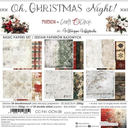 Craft OClock - Designpapier "Oh Christmas Night" Basic Paper Pack 8x8 Inch - 24 Bogen