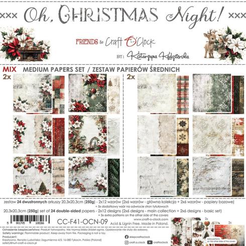 Craft OClock - Designpapier "Oh Christmas Night" Medium Paper Pack 8x8 Inch - 24 Bogen