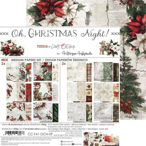 Craft OClock - Designpapier "Oh Christmas Night" Medium Paper Pack 8x8 Inch - 24 Bogen