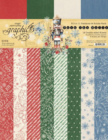 Graphic 45 - Designpapier "Deck the Halls" Patterns & Solid Pad 8,5x11 Inch - 16 Bogen